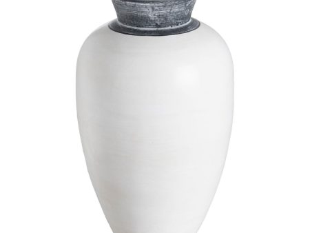 Vase White Terracotta 25 x 27 x 40 cm For Sale