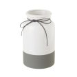 Vase White Grey Ceramic 15 x 15 x 25 cm Fashion