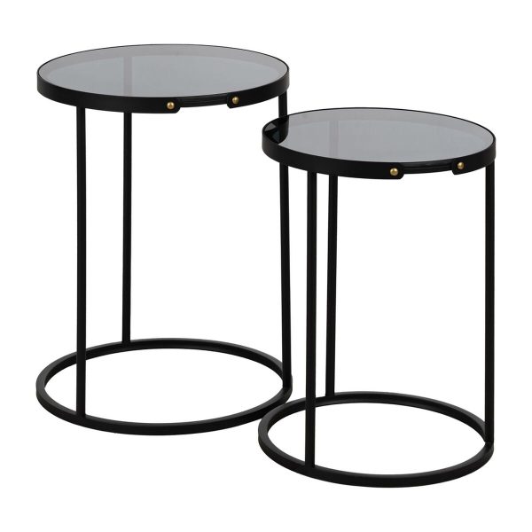 Set of 2 tables Black 46 x 46 x 60 cm (2 Units) Supply