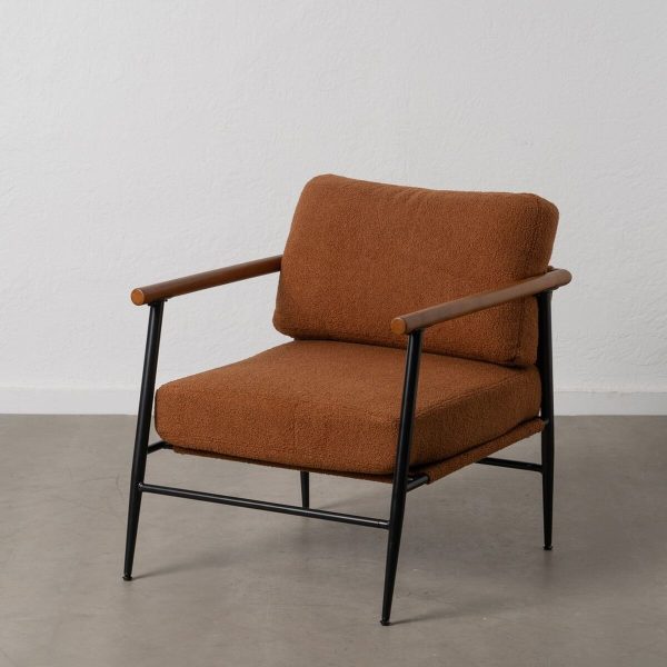 Armchair Brown Black Rubber wood Fabric 70 x 76 x 81 cm Supply