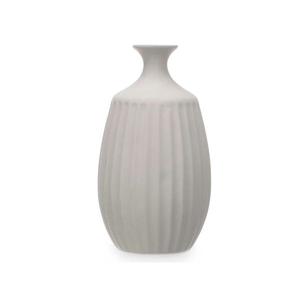 Vase Grey Ceramic 21 x 39 x 21 cm (2 Units) Stripes Hot on Sale