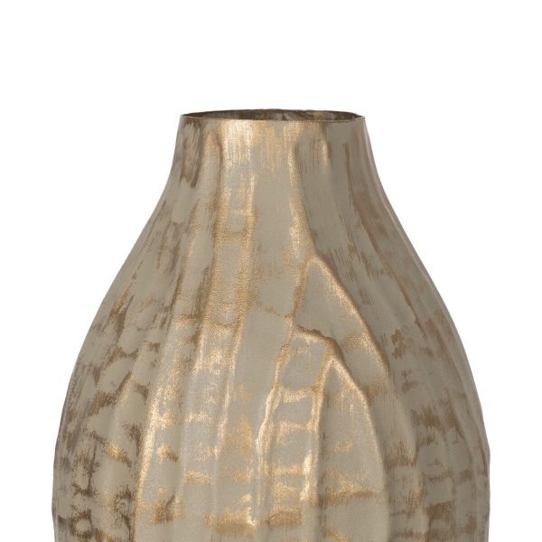 Vase Beige Golden Iron 16 x 16 x 30 cm For Discount