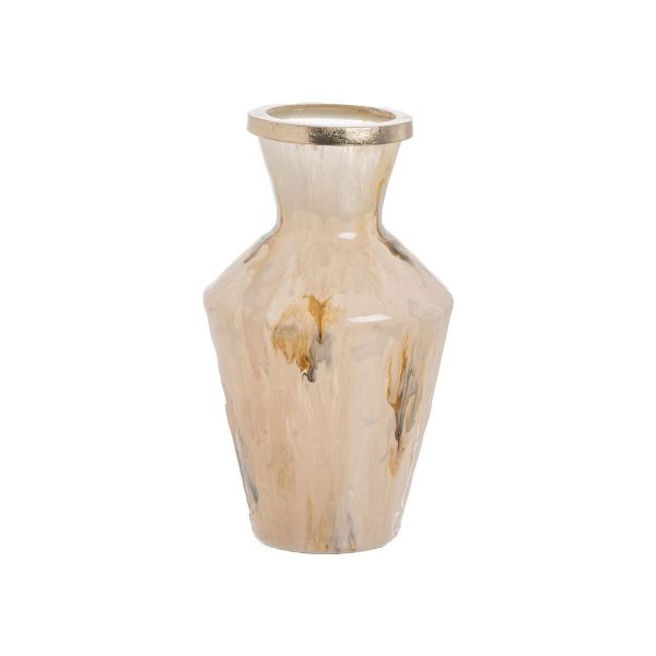 Vase Beige Golden Aluminium Crystal 23 x 23 x 39 cm on Sale