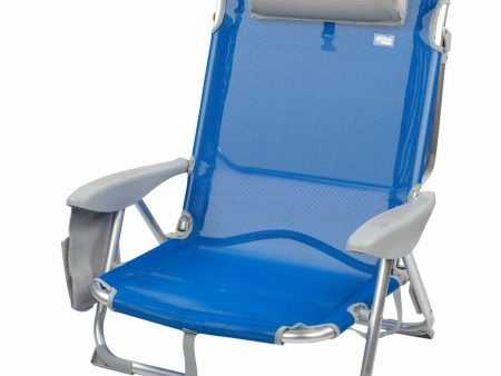 Folding Chair with Headrest Aktive Gomera Blue 51 x 76 x 45 cm (2 Units) Discount