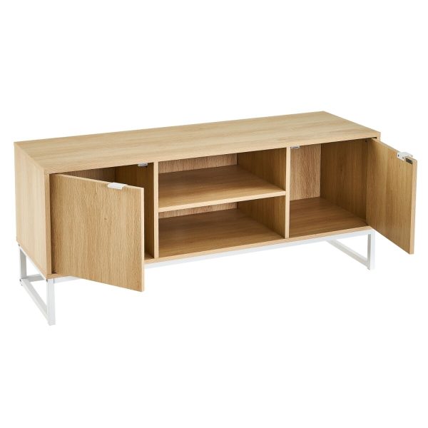 TV furniture White Natural 120 x 39 x 52,5 cm For Discount