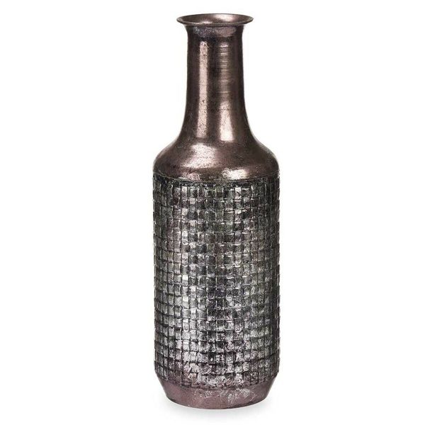 Vase Silver Metal 14 x 46 x 14 cm (4 Units) With relief Hot on Sale