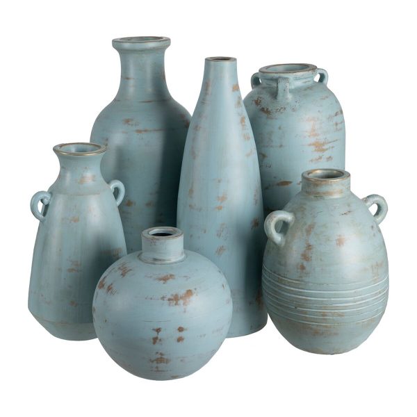 Vase Turquoise Terracotta 29 x 31 x 40 cm on Sale