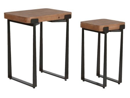 Set of 2 tables Home ESPRIT Brown Black 50 x 38 x 62 cm Online now