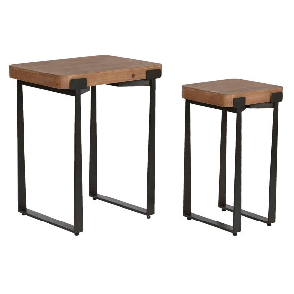 Set of 2 tables Home ESPRIT Brown Black 50 x 38 x 62 cm Online now