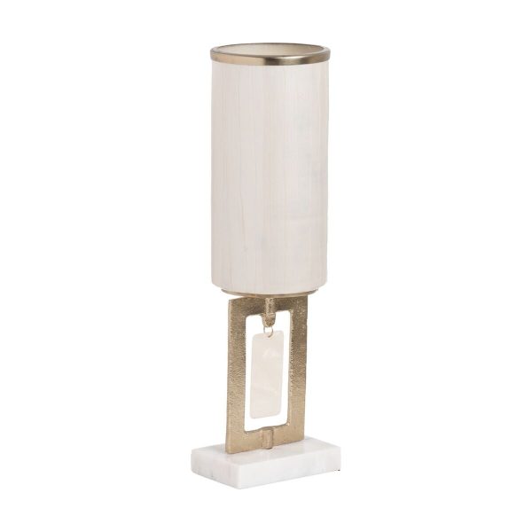 Vase White Golden Aluminium Crystal Marble 12,5 x 12,5 x 47 cm For Sale