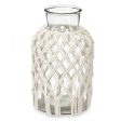 Vase White Cloth Glass 18,5 x 30,5 x 18,5 cm (4 Units) Macrame Cheap