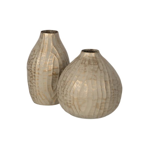 Vase Beige Golden Iron 16 x 16 x 30 cm For Discount