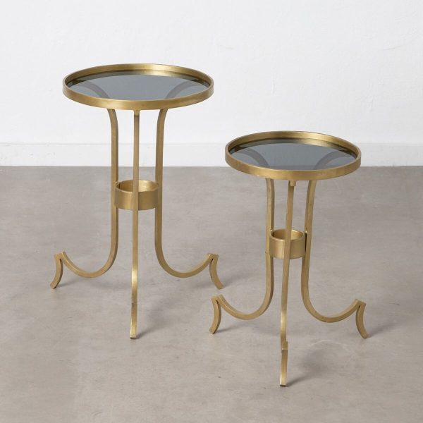 Set of 2 tables Golden Smoked 38,5 x 38,5 x 61 cm (2 Units) Online Sale