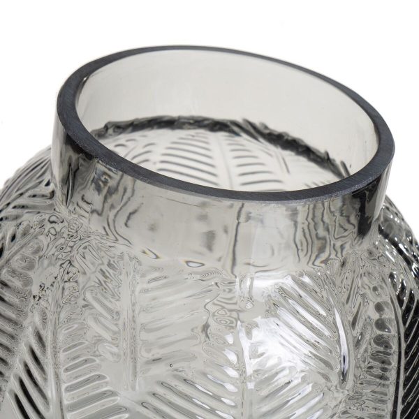 Vase Grey Glass 15 x 15 x 15 cm Online Hot Sale