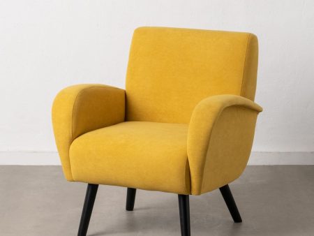 Armchair 72 x 71 x 81 cm Synthetic Fabric Wood Yellow Discount