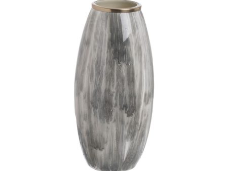 Vase White Black Aluminium Crystal 21 x 21 x 44,5 cm Online Hot Sale