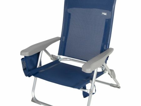 Beach Chair Aktive Slim Foldable Navy Blue 47 x 87 x 58 cm (2 Units) Hot on Sale