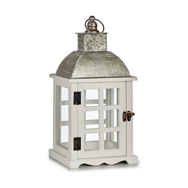 Lantern Silver Metal Wood White (14 x 39,3 x 20 cm) (6 Units) For Discount