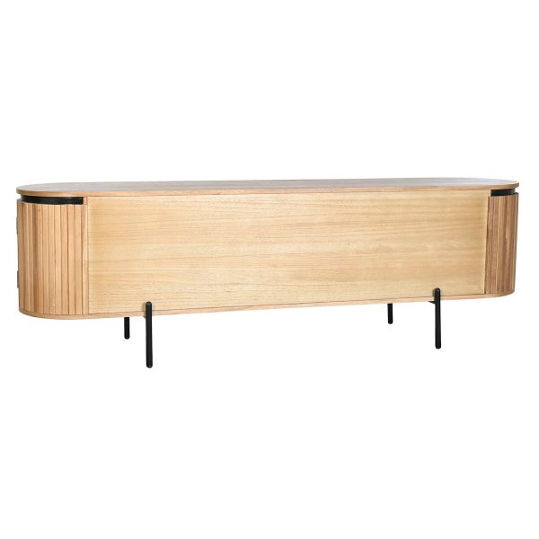 TV furniture Home ESPRIT Black Natural Metal Paolownia wood 180 x 40 x 55 cm Supply