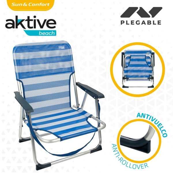 Beach Chair Aktive Foldable Blue 44 x 72 x 35 cm (4 Units) For Discount