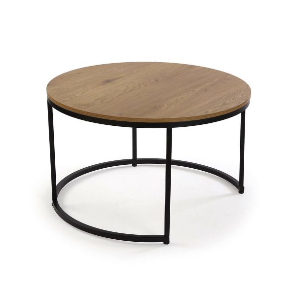 Set of 2 tables Versa Aurea Black 48 x 48 x 42 cm 80 x 80 x 48 cm For Cheap