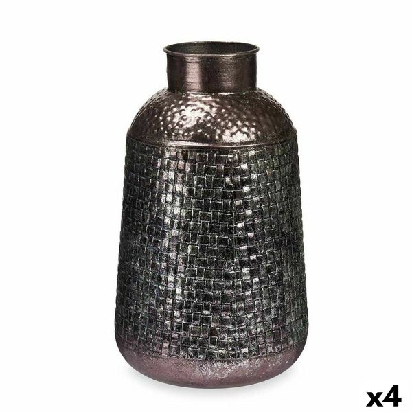 Vase Silver Metal 22,5 x 39,5 x 22,5 cm (4 Units) With relief Discount