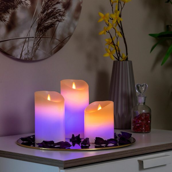 Multicolour Flame-Effect LED Candles with Remote Control Lendles InnovaGoods 3 Units White (Refurbished B) Online Hot Sale