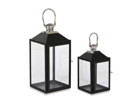 Lantern Home ESPRIT Black Silver Crystal Steel 18 x 18 x 41 cm (2 Pieces) For Cheap