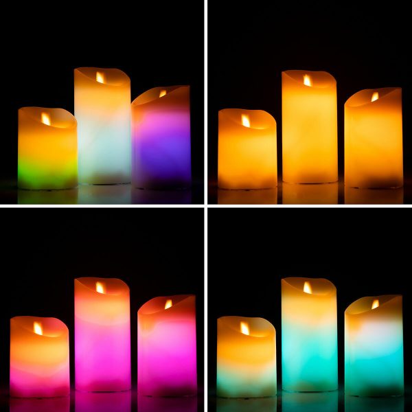 Multicolour Flame-Effect LED Candles with Remote Control Lendles InnovaGoods 3 Units White (Refurbished B) Online Hot Sale