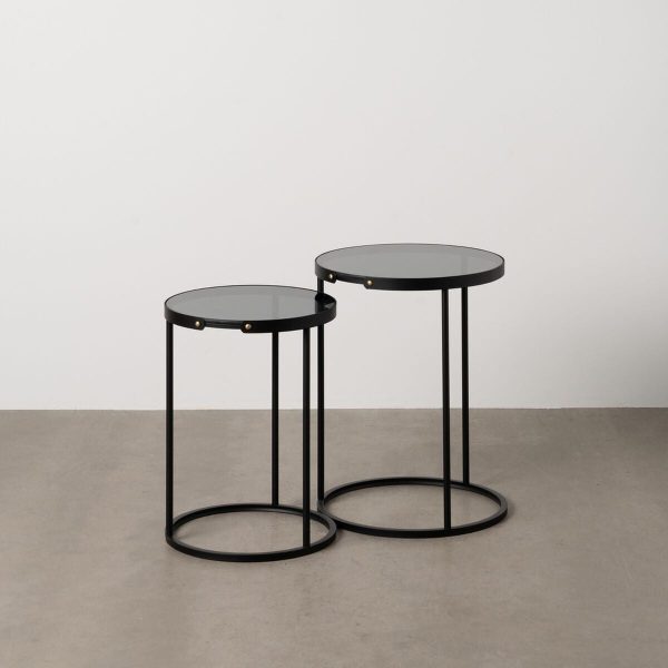 Set of 2 tables Black 46 x 46 x 60 cm (2 Units) Supply