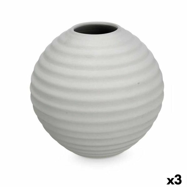 Vase Grey Ceramic 25 x 25 x 25 cm (3 Units) Sphere Cheap