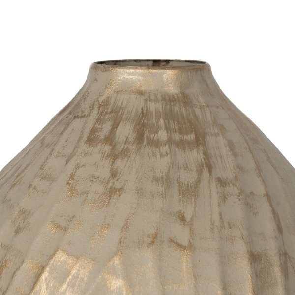 Vase Beige Golden Iron 25 x 25 x 25 cm For Sale