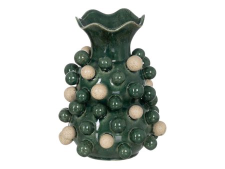 Vase White Green Ceramic 24 x 24 x 31,5 cm Hot on Sale