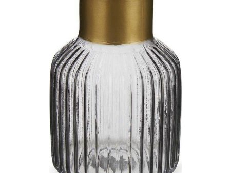 Vase Stripes Grey Golden Glass (12 x 18 x 12 cm) on Sale