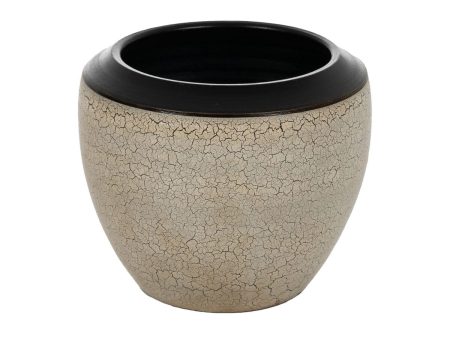 Vase Black Cream Ceramic 30 x 30 x 28 cm Cheap