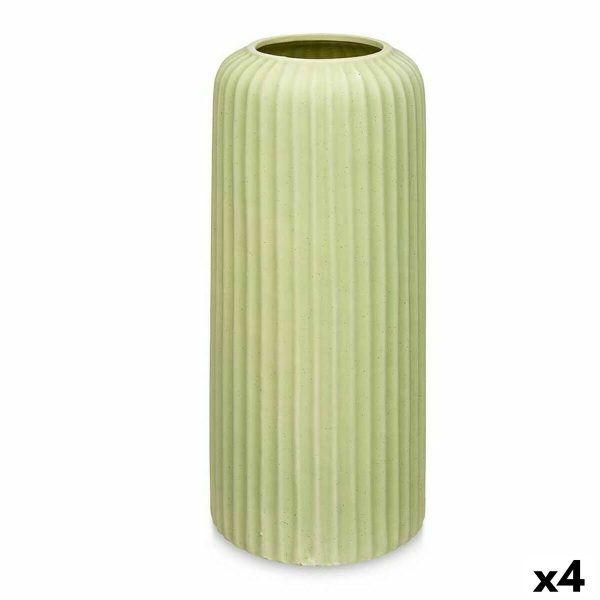 Vase Green Dolomite 16 x 40 x 16 cm (4 Units) Stripes Online Sale