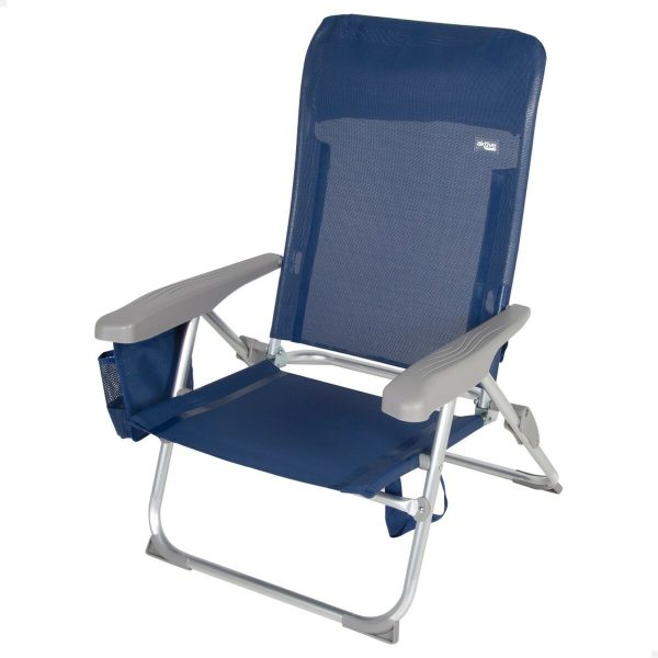 Beach Chair Aktive Slim Foldable Navy Blue 47 x 87 x 58 cm (2 Units) Hot on Sale