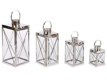 Lantern Home ESPRIT Silver Crystal Steel Chromed 22 x 20 x 50 cm (4 Pieces) For Discount