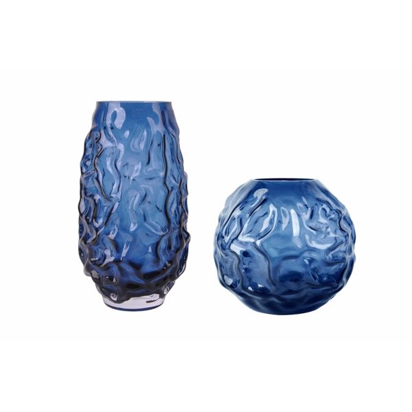 Vase Home ESPRIT Blue Crystal Modern 21,5 x 21,5 x 19 cm Discount