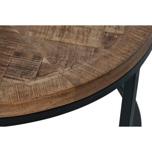 Set of 2 tables Home ESPRIT Brown Black Natural Metal Mango wood 90 x 90 x 40 cm on Sale