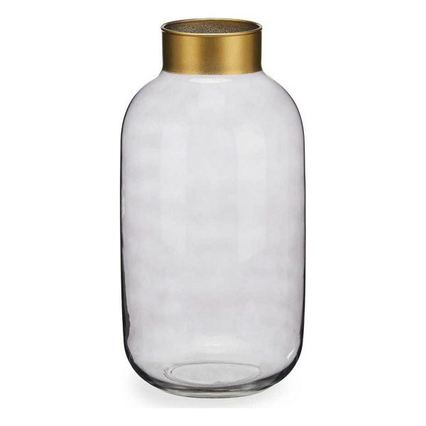 Vase Smooth Grey Golden Glass (14,5 x 29,5 x 14,5 cm) Discount