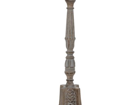 Candle Holder White Natural Iron Mango wood 19 x 19 x 68,5 cm Fashion