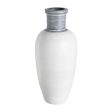 Vase White Terracotta 26 x 28 x 60 cm on Sale