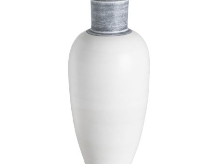 Vase White Terracotta 26 x 28 x 60 cm on Sale