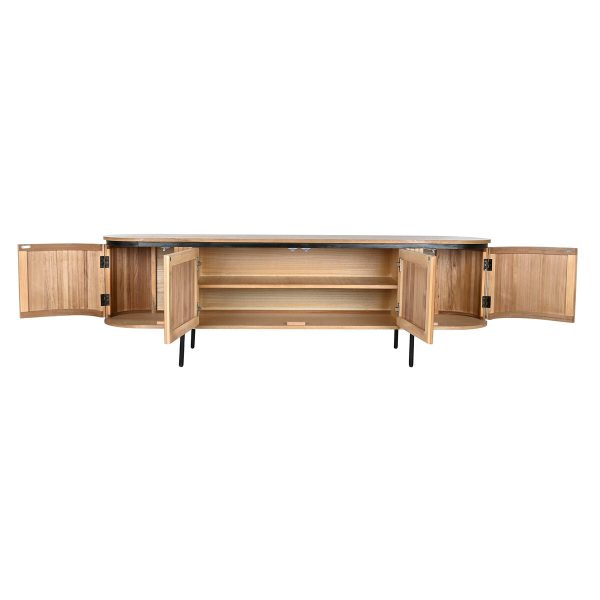 TV furniture Home ESPRIT Black Natural Metal Paolownia wood 180 x 40 x 55 cm Supply