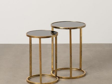 Set of 2 tables Black Golden 38 x 38 x 55,5 cm Sale