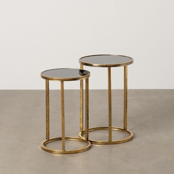 Set of 2 tables Black Golden 38 x 38 x 55,5 cm Sale