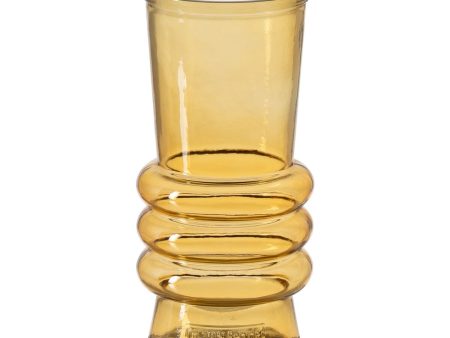 Vase Yellow recycled glass 13 x 13 x 25 cm Hot on Sale