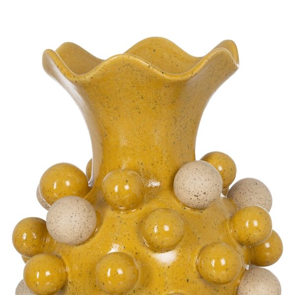 Vase Yellow White Ceramic 28,3 x 28,3 x 39,7 cm Online