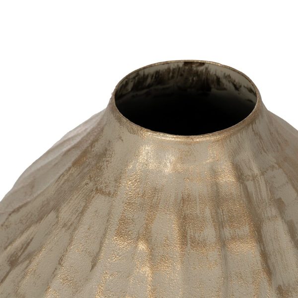 Vase Beige Golden Iron 25 x 25 x 25 cm For Sale